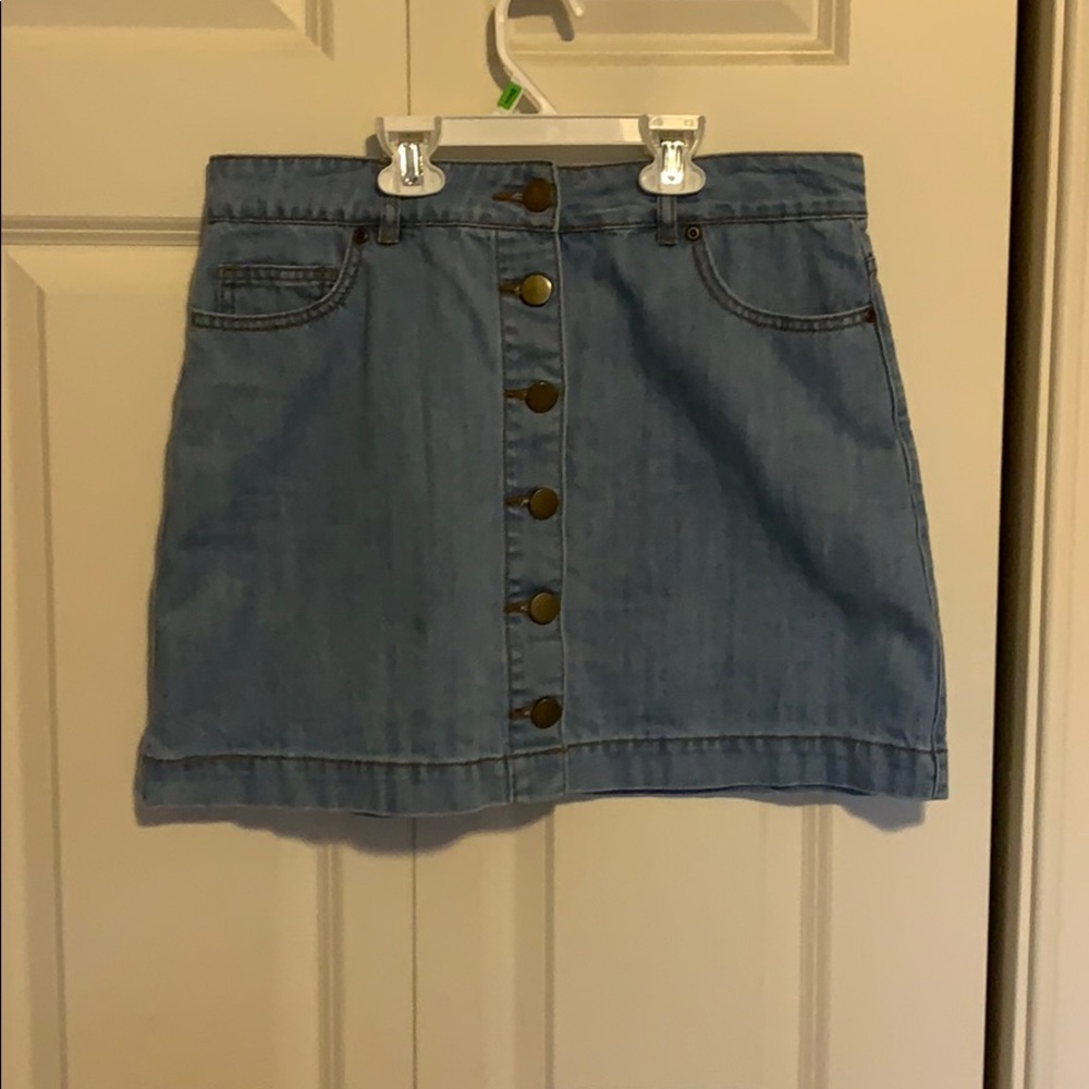 light wash denim skirt